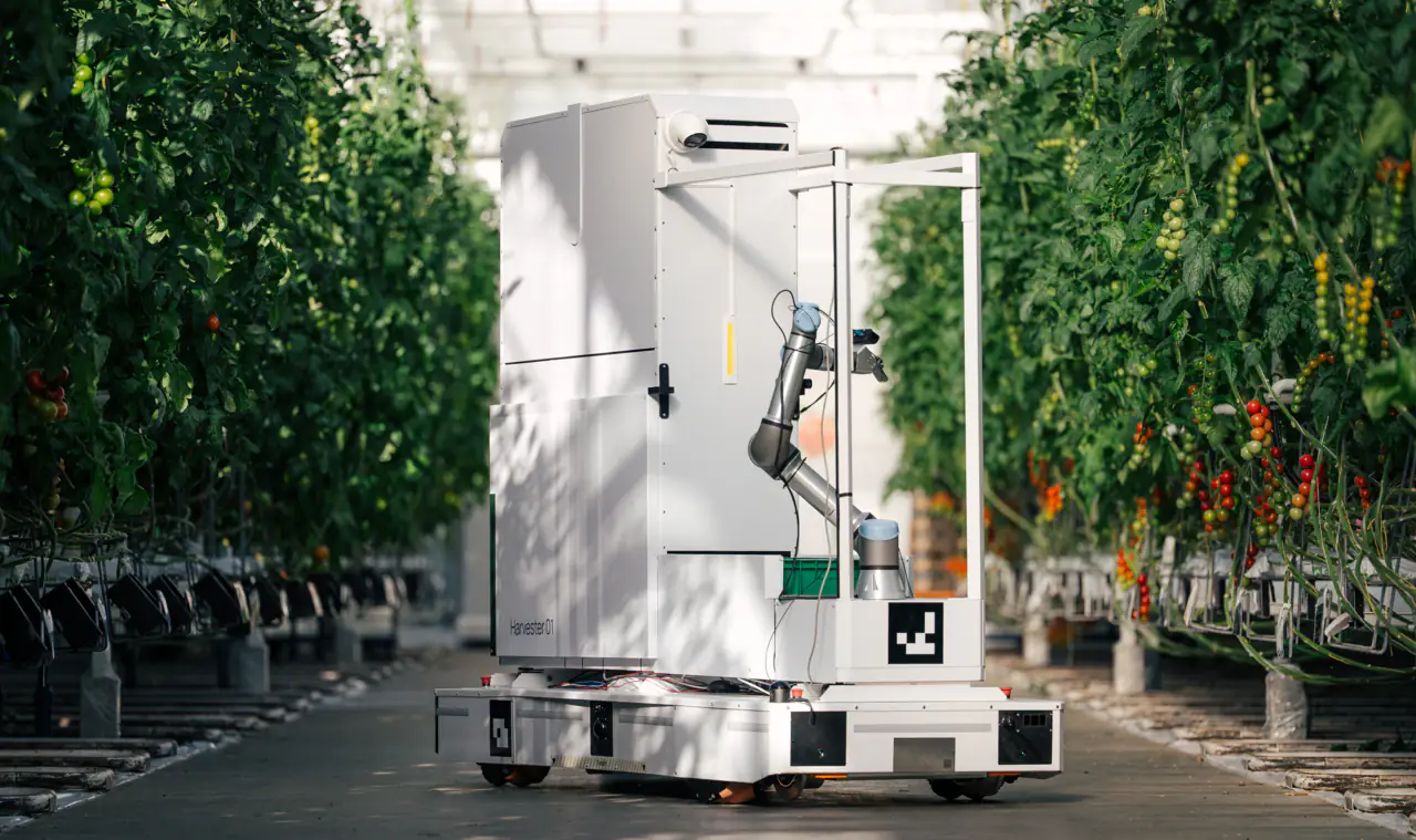 An early prototype of Harvester in a greenhouse